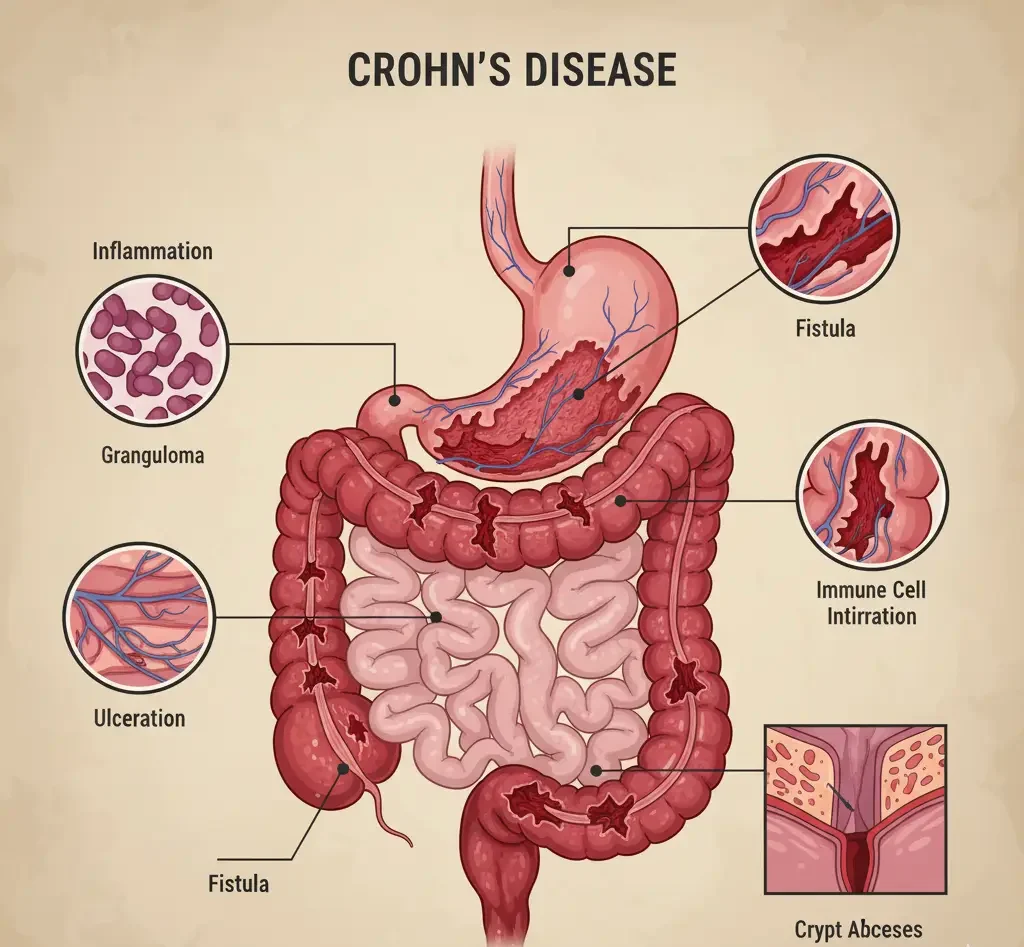 Comprendre la Maladie de Crohn : Symptômes, Causes, et Traitements